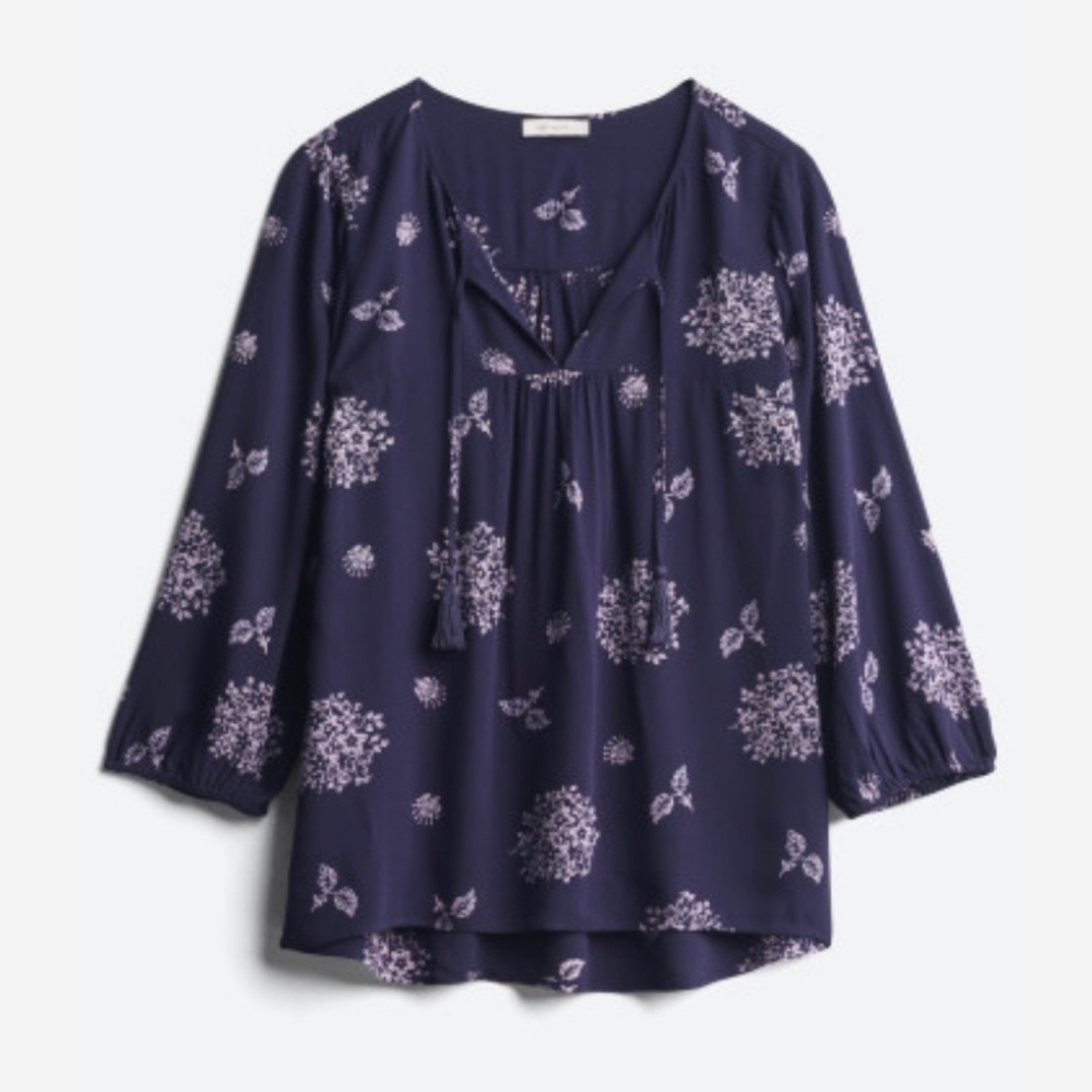 Skies Are Blue Purple Split Neck Top Size Small